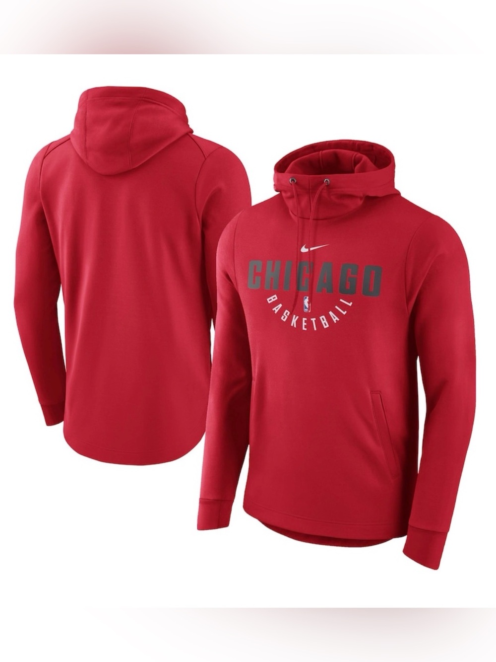 Nike Chicago Bulls Basketball Red Dri Fit Pullover Hoodie Sweatshirt Mens Medium